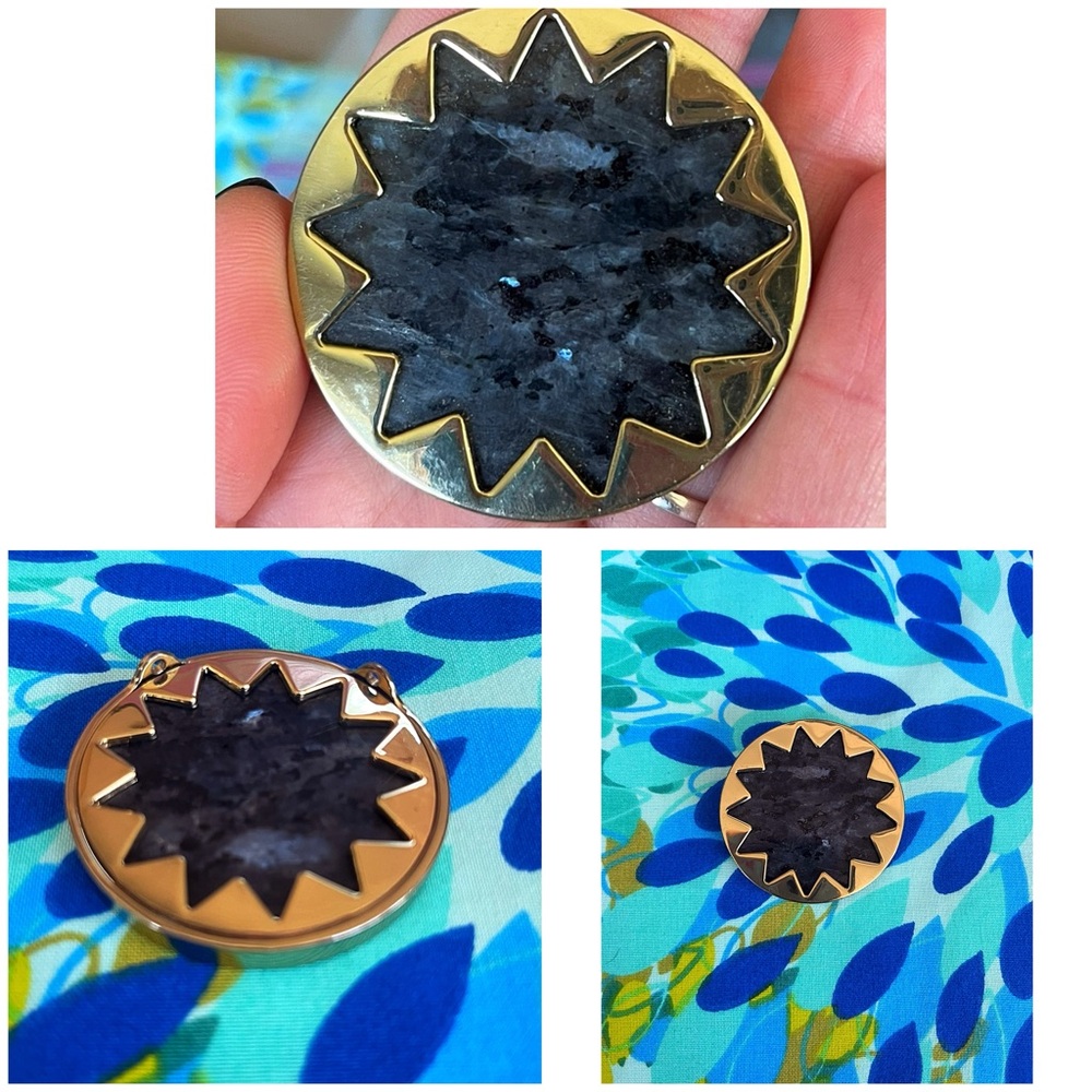 Gold and Black Sunburst Pendant Necklace